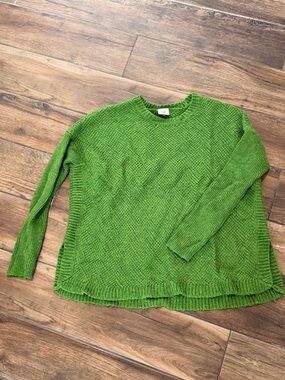 CAbi Green Textured Crewneck Sweater